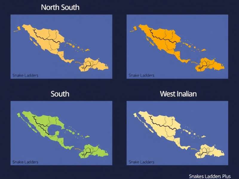 Regional versions of Snakes Ladders Plus showing North, South, East, and West Indian boards